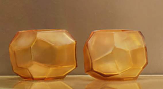 Cubistic Vasen und Teelichthalter clear/gold - Teelichthalter