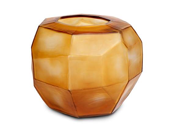 Cubistic Vasen und Teelichthalter clear/gold - Vase rund