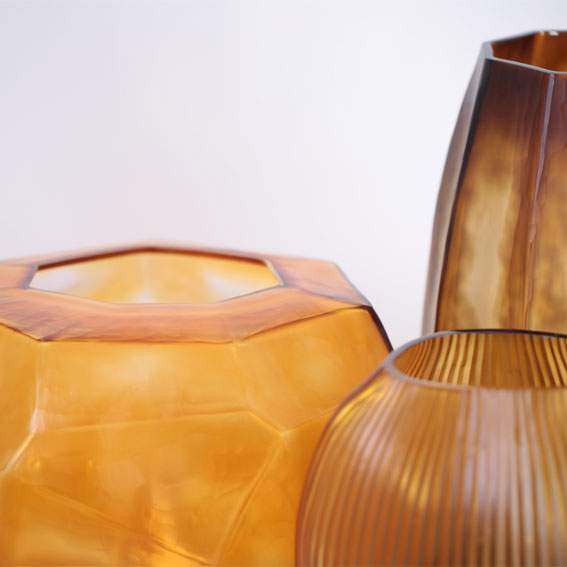 Cubistic Vasen und Teelichthalter clear/gold - Vase rund