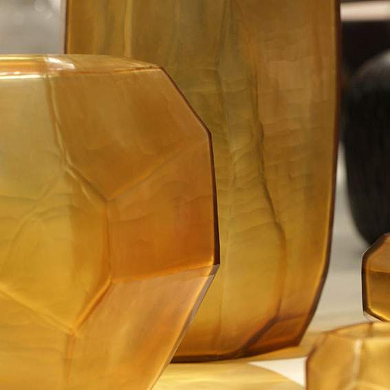 Cubistic Vasen und Teelichthalter clear/gold - Vase rund