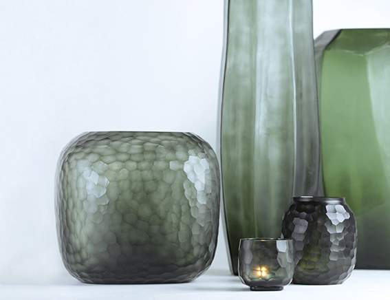 Somba Vasen und Teelichthalter light steelgrey / black steelgrey - Vase L