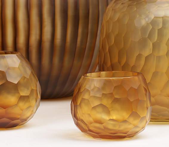 Somba Vasen und Teelichthalter clear/gold - Teelichthalter