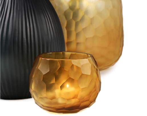 Somba Vasen und Teelichthalter clear/gold - Vase L