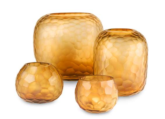 Somba Vasen und Teelichthalter clear/gold - Vase M