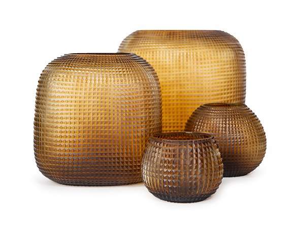 Guaxs - Somba Vasen und Teelichthalter clear / dark brown (bernstein) - Teelichthalter