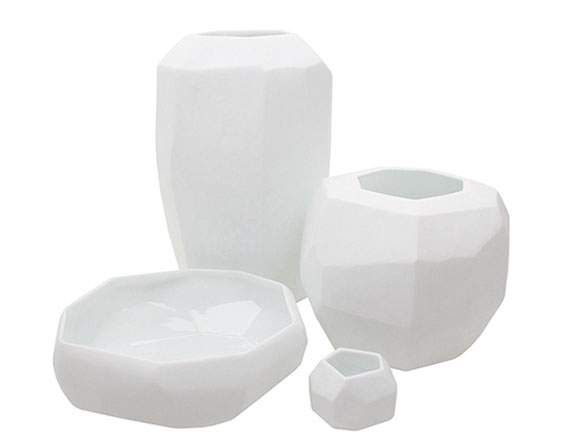 Cubistic Vasen und Teelichthalter opal - Vase rund