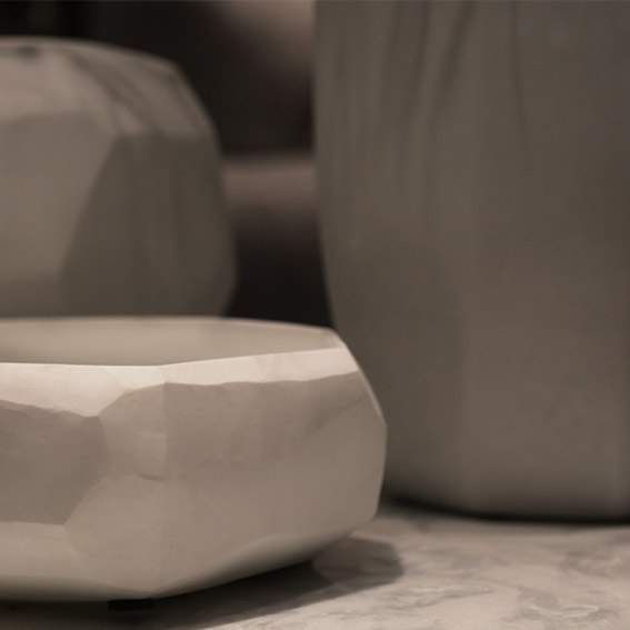 Cubistic Vasen und Teelichthalter opal - Vase rund