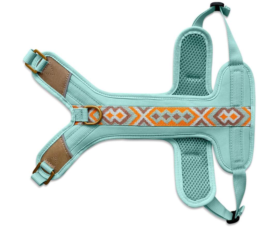 Hey Lana Premium Hundegeschirr Gepolstert - Mint/Orange
