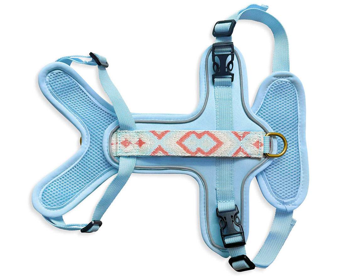 Hey Lana Premium Hundegeschirr Gepolstert - Coral/Blau