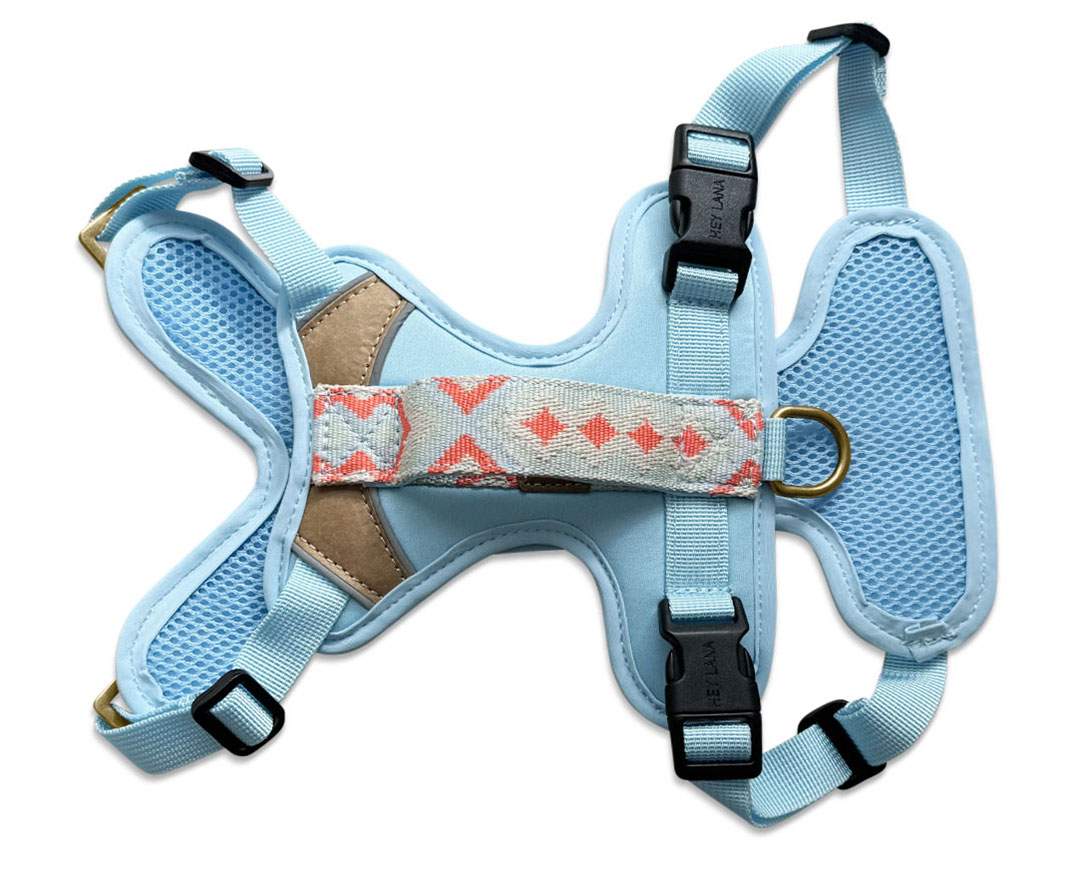 Hey Lana Premium Hundegeschirr Gepolstert - Coral/Blau