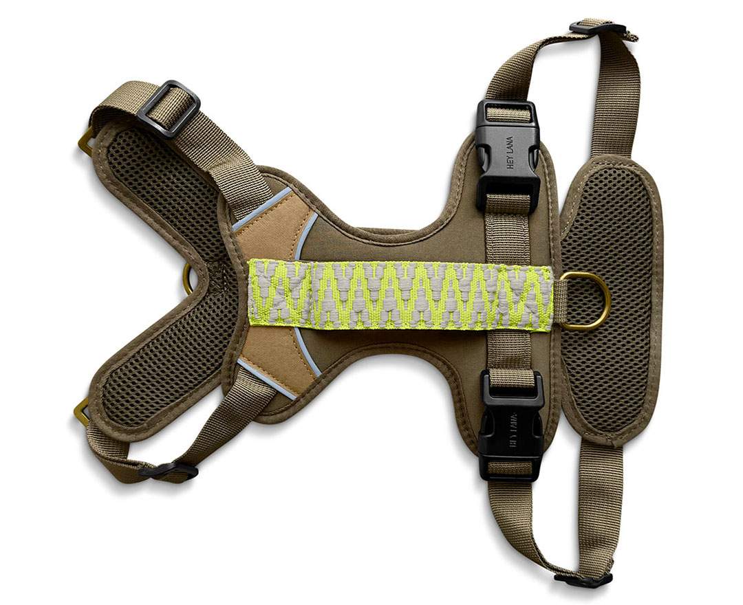 Hey Lana - Premium Hundegeschirr Gepolstert - Olivgrün/Neongelb - Premium Hundegeschirr Gepolstert - Olivgrün/Neongelb
