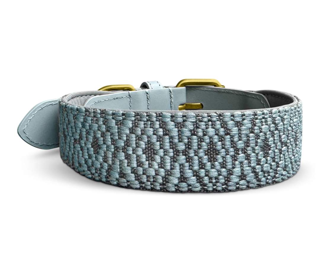 Hey Lana - Premium Hundehalsband Gepolstert - Anthrazit/Eisblau - L