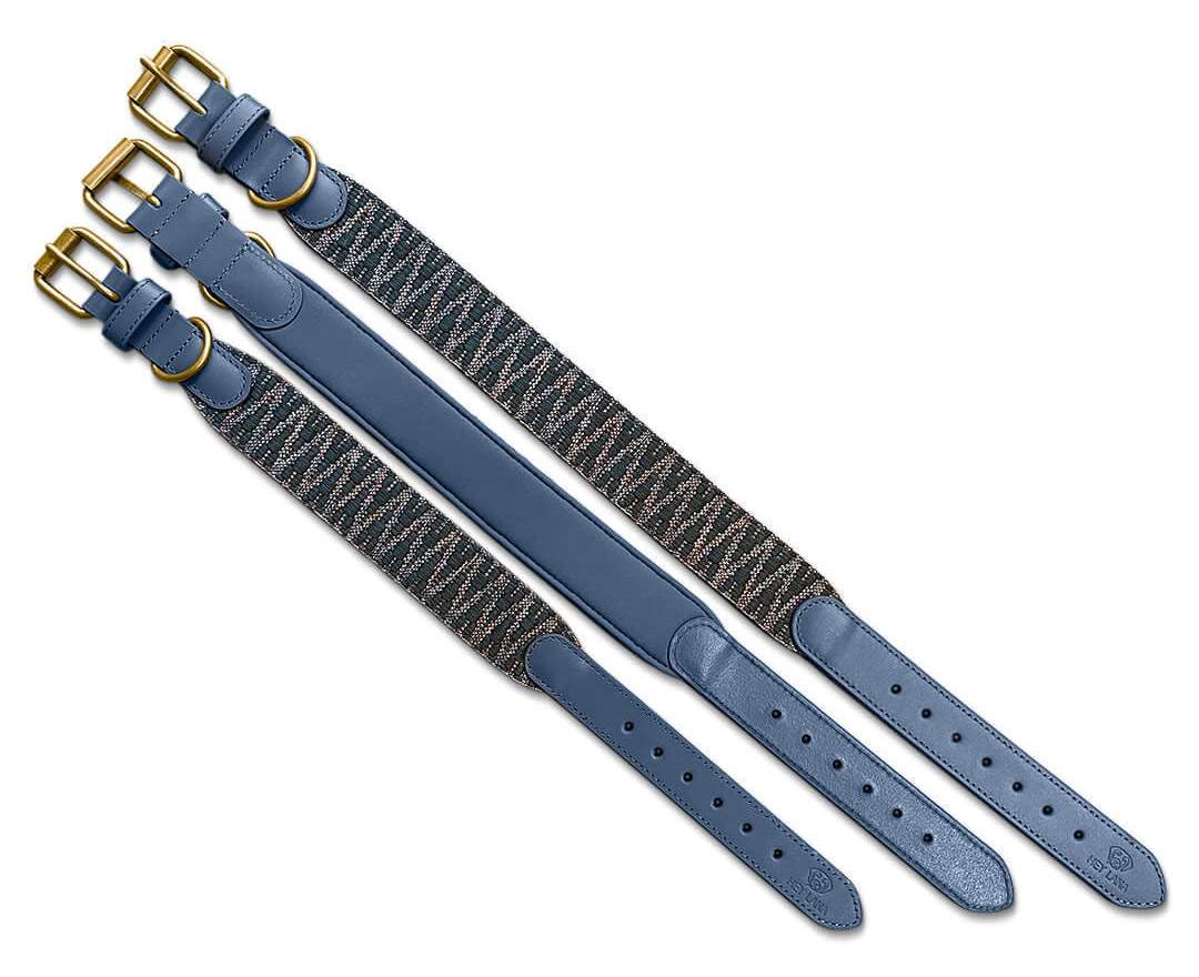 Premium Hundehalsband Gepolstert - Blau/Grau - S