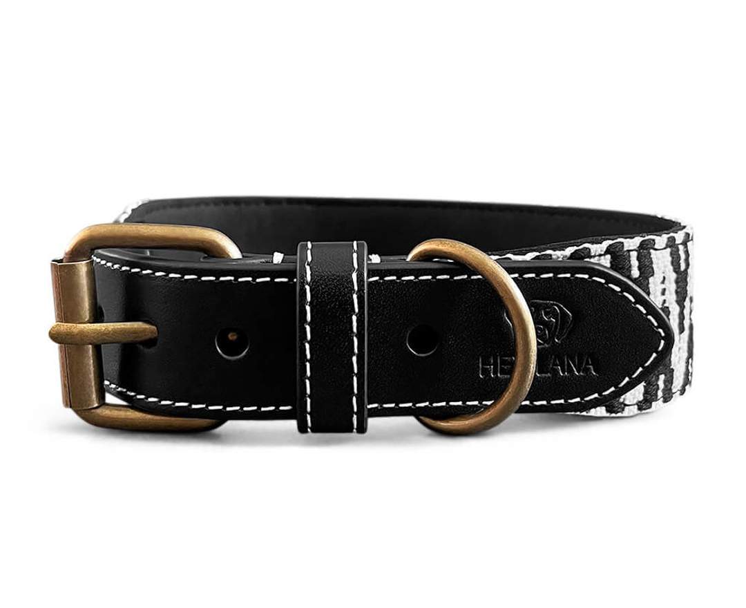 Hey Lana - Premium Hundehalsband Gepolstert - Schwarz/Weiß - L