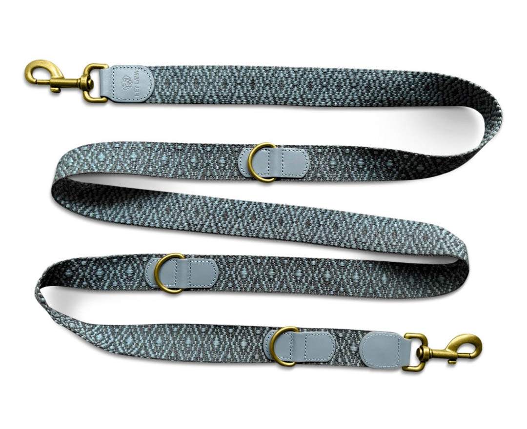 Hey Lana - Premium Führleine - 3-fach verstellbar - 2m - Anthrazit/Blau - M-XL (3,5 cm breit)