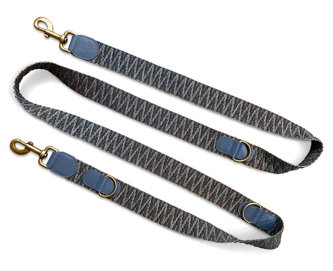 Hey Lana - Premium Führleine - 3-fach verstellbar - 2m - Blau/Grau - M-XL (3,8 cm breit)