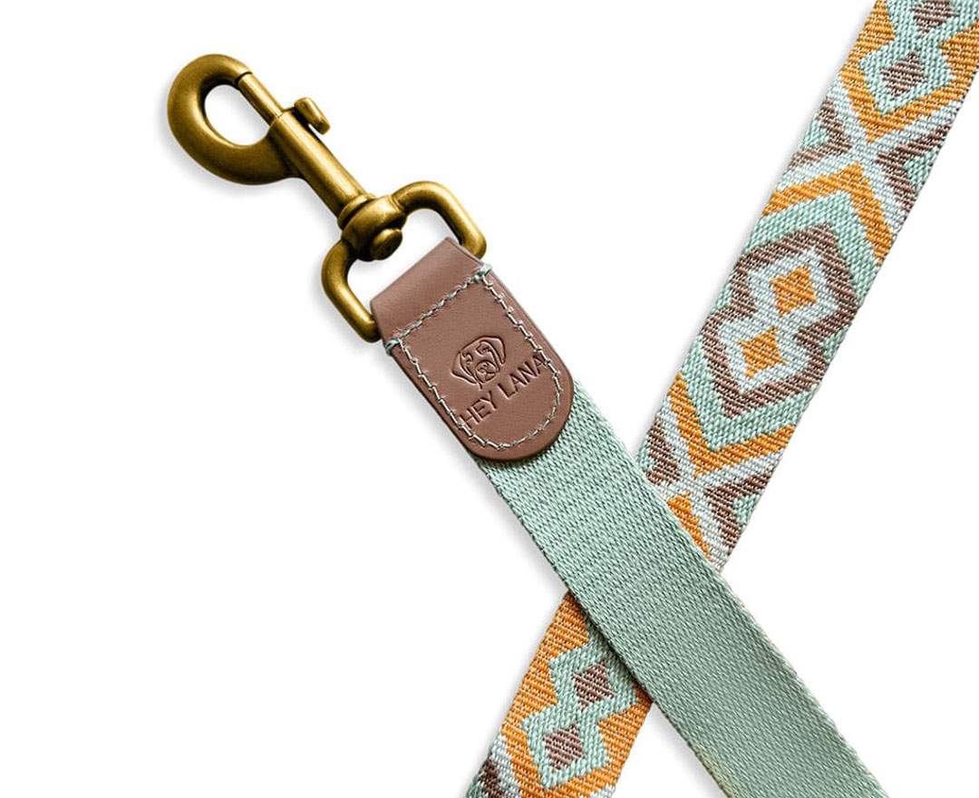 Premium Führleine - 3-fach verstellbar - 2m - Mint/Orange - XS-S (2 cm breit)