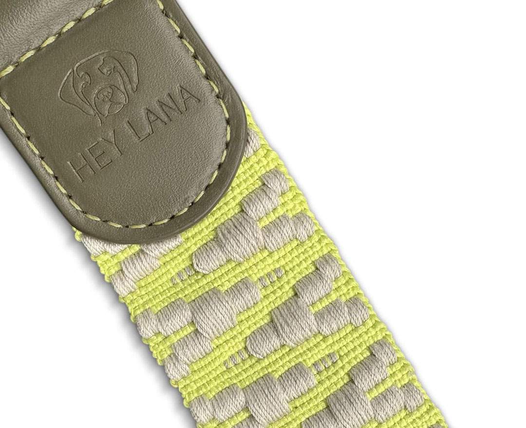 Premium Führleine - 3-fach verstellbar - 2m - Olivgrün/Neongelb - XS-S (2 cm breit)