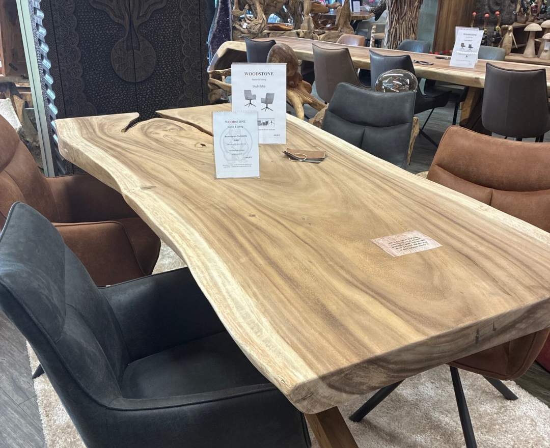 WOODSTONE Home&Living Baumstamm Tischplatte Unikat SUAR inkl. Fluß