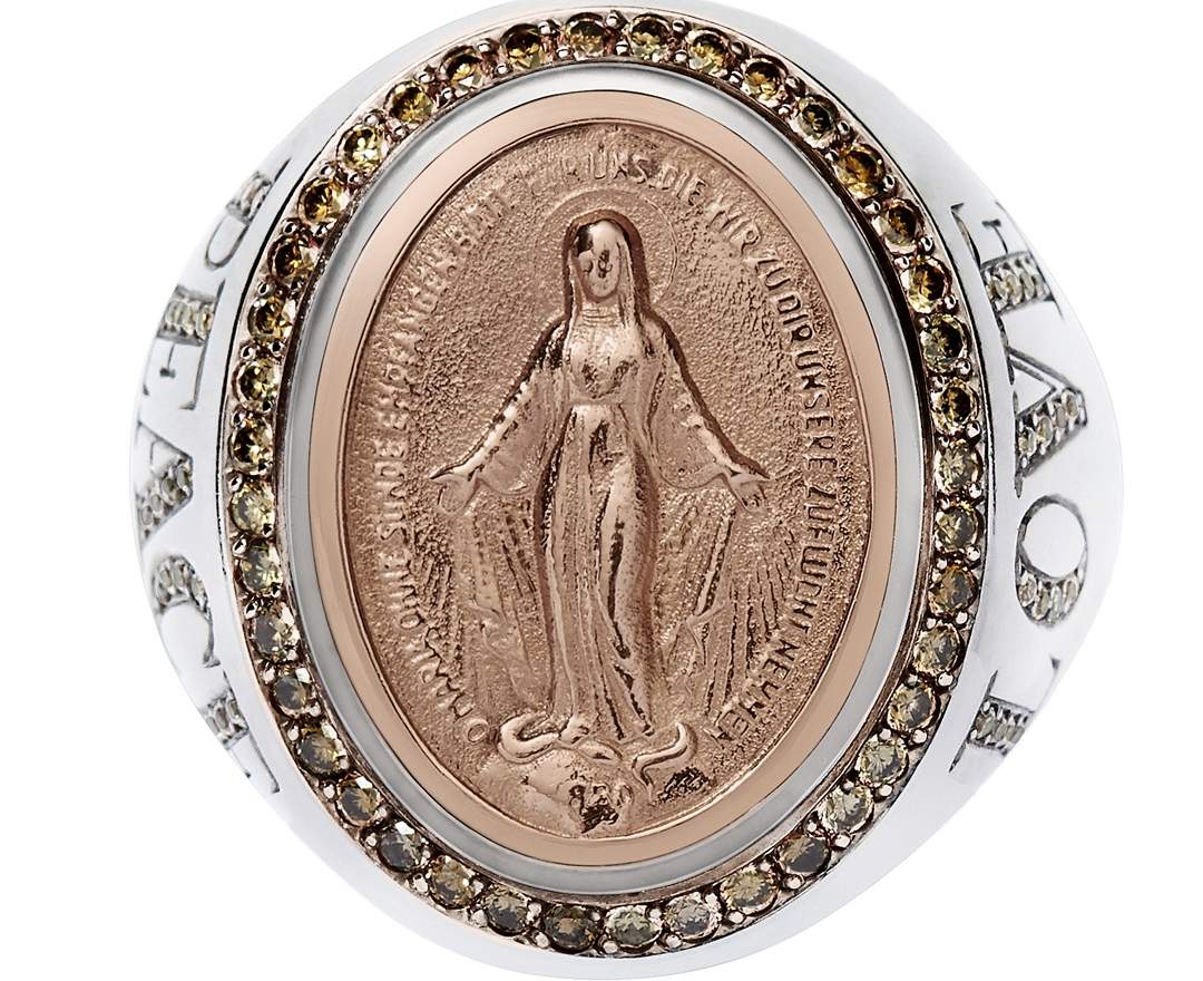 SÉVIGNÉ MADONNA RING N°3 LOVE&PEACE Silber, Roségold, Brillanten