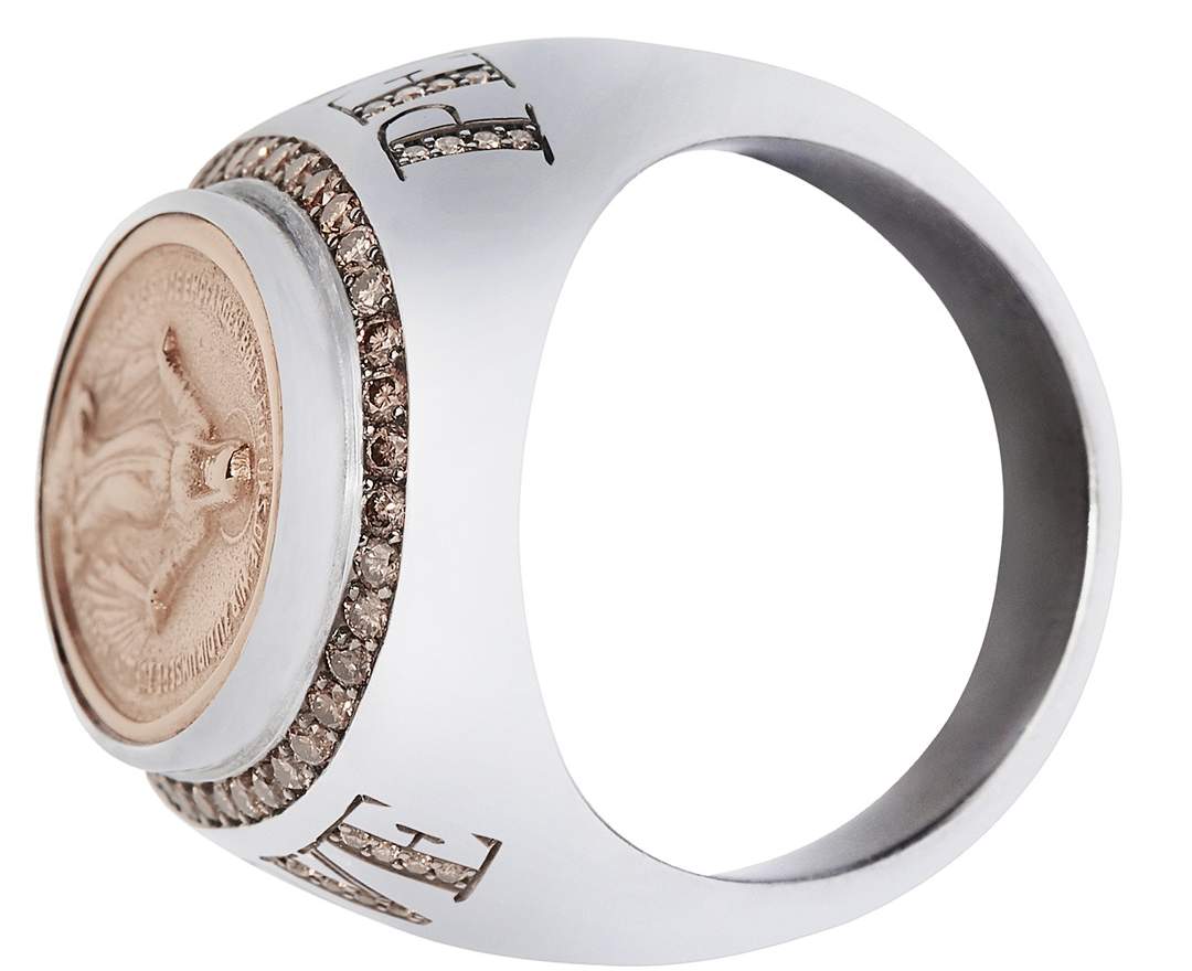 SÉVIGNÉ - MADONNA RING N°3 LOVE&PEACE Silber, Roségold, Brillanten