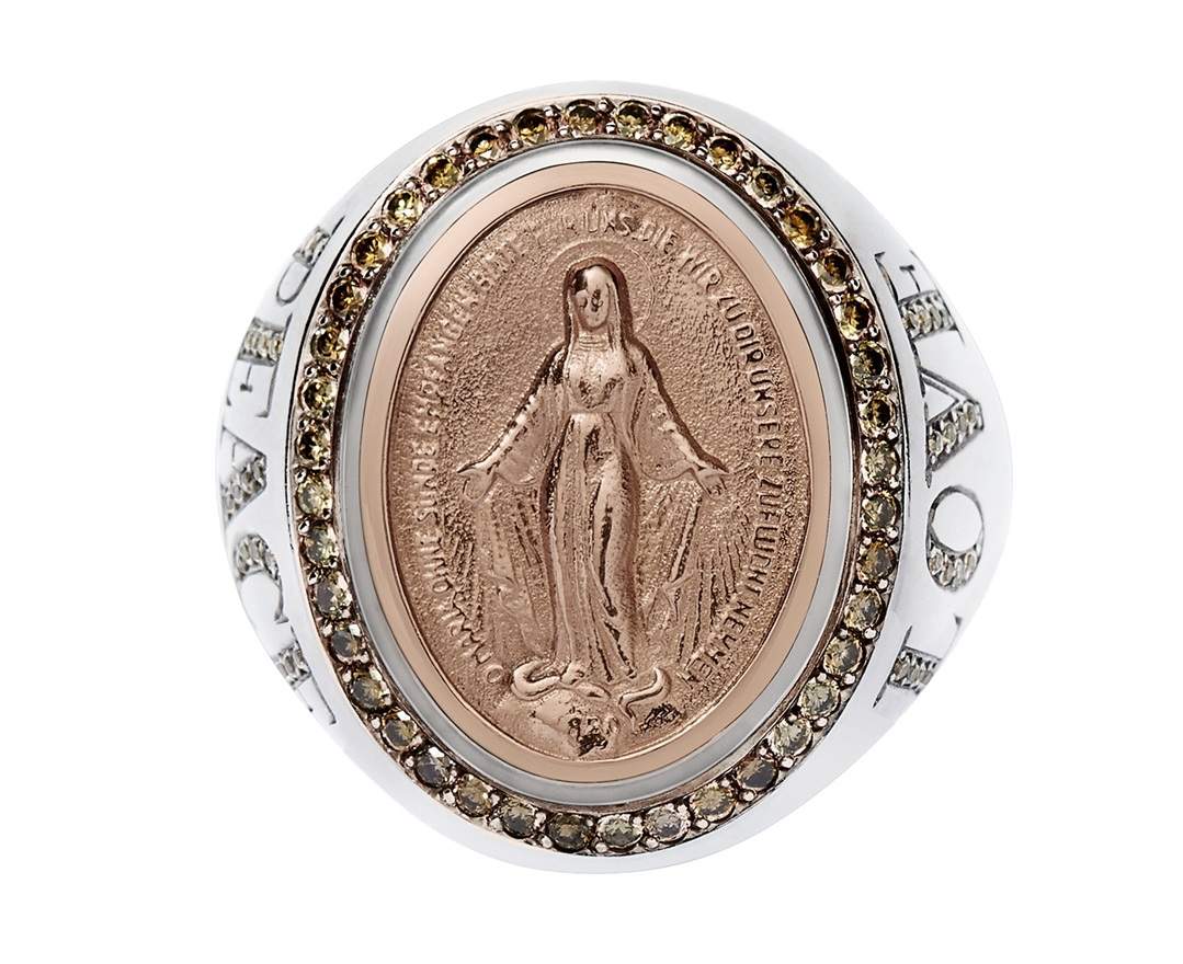 SÉVIGNÉ MADONNA RING N°3 LOVE&PEACE Silber, Roségold, Brillanten