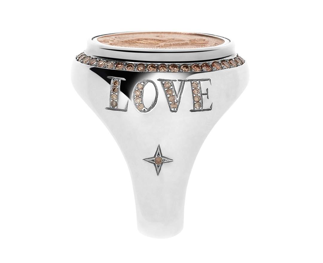 SÉVIGNÉ - MADONNA RING N°3 LOVE&PEACE Silber, Roségold, Brillanten