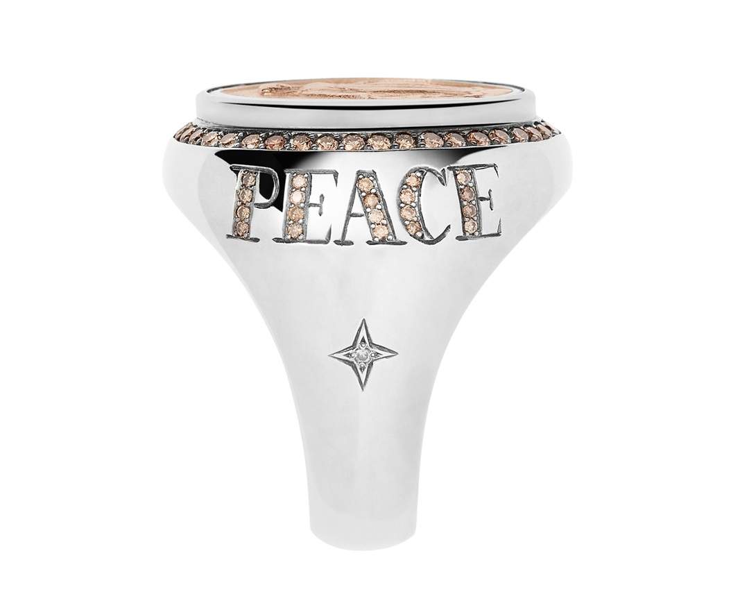 SÉVIGNÉ - MADONNA RING N°3 LOVE&PEACE Silber, Roségold, Brillanten