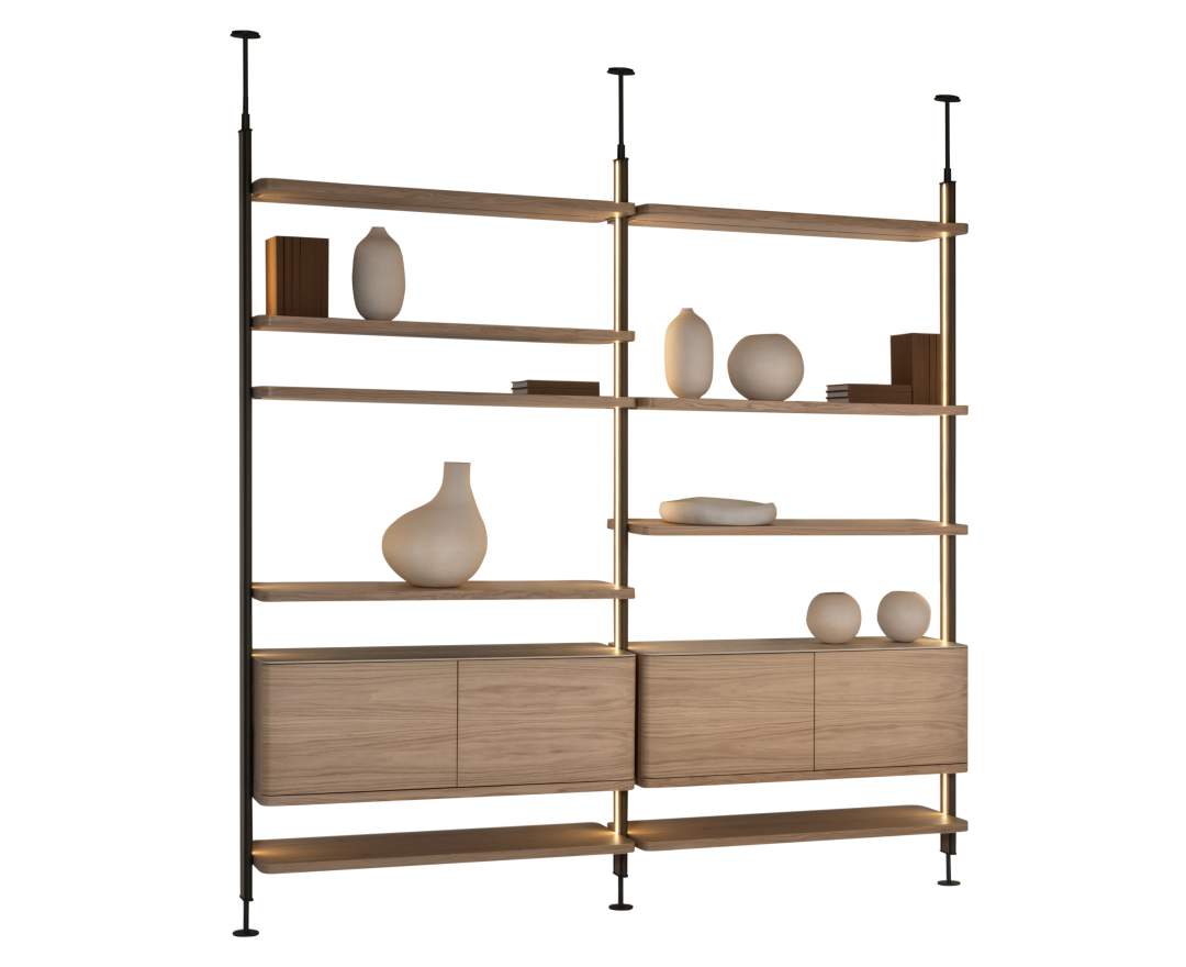 AL2 Wandregal Muse 004 – Modulares Luxus-Regalsystem mit integrierter LED-Beleuchtung und architektonischer Präsenz