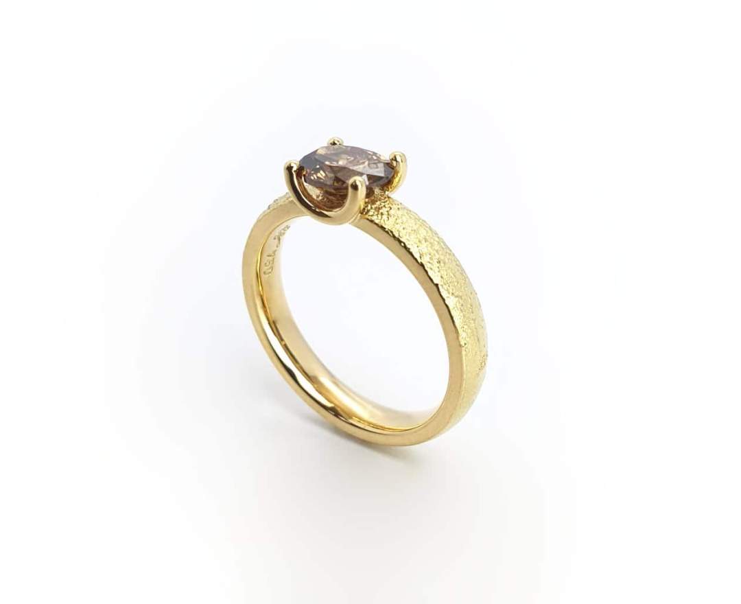 echt-es echt-es® Unikat: Sternenstaub-Ring mit braunem Diamant
