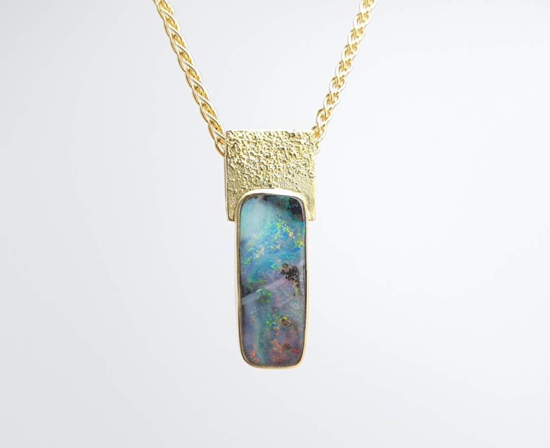 echt-es echt-es® Unikat-Anhänger, 750-Gelbgold mit Boulder-Opal