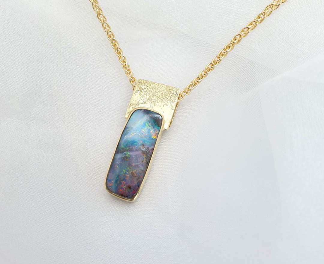 echt-es - echt-es® Unikat-Anhänger, 750-Gelbgold mit Boulder-Opal
