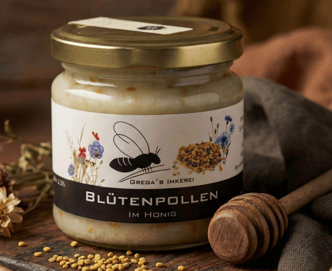 Grega's Imkerei - Blütenpollen im Honig 250g