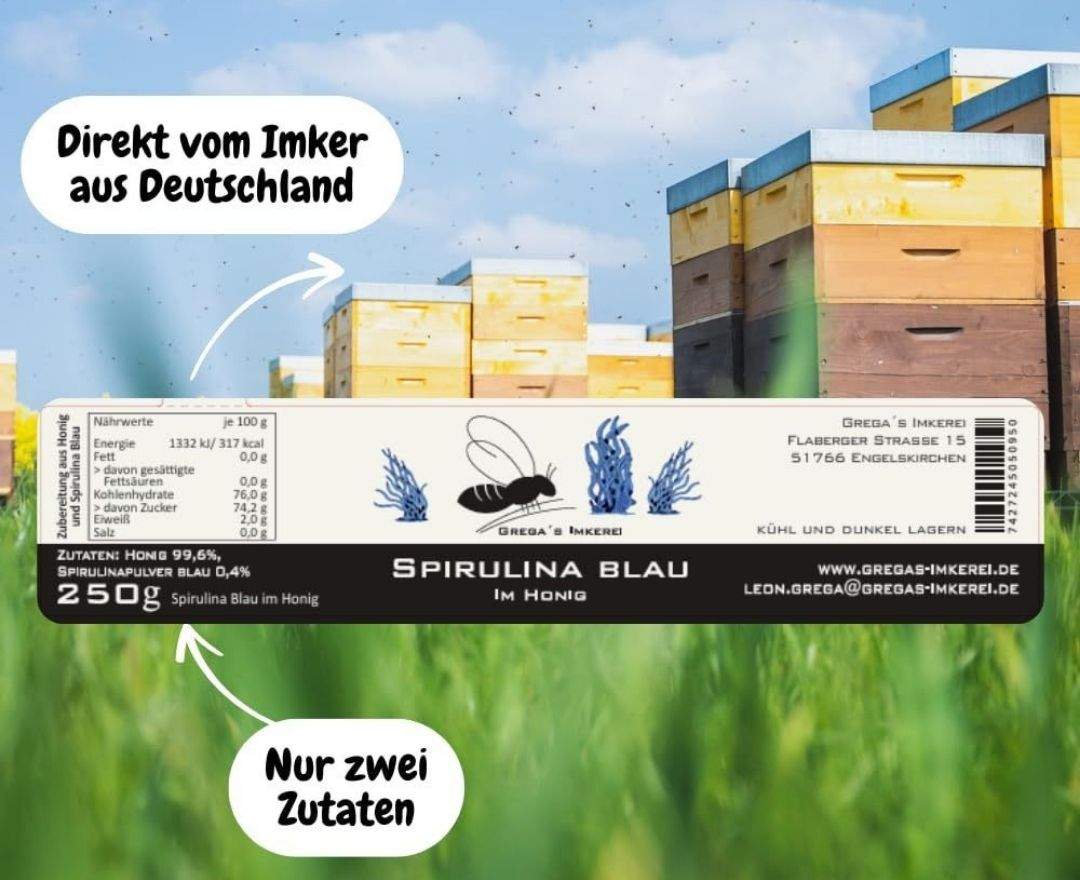 Grega's Imkerei - Spirulina Blau im Honig 250g