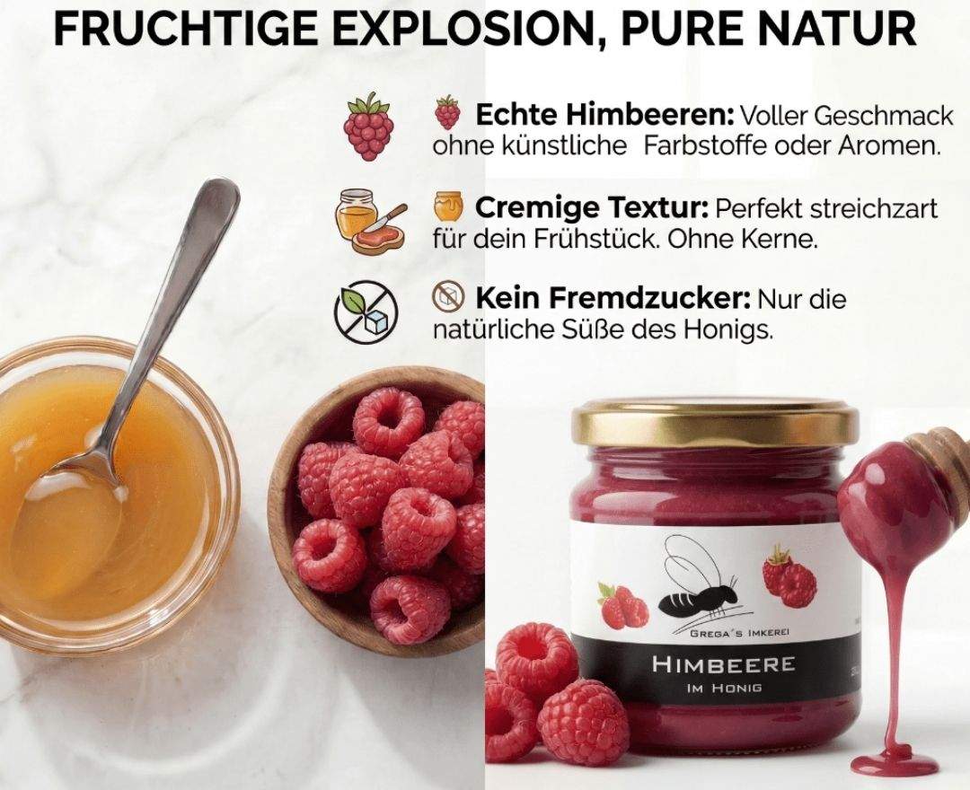 Grega's Imkerei - Himbeere im Honig 250g