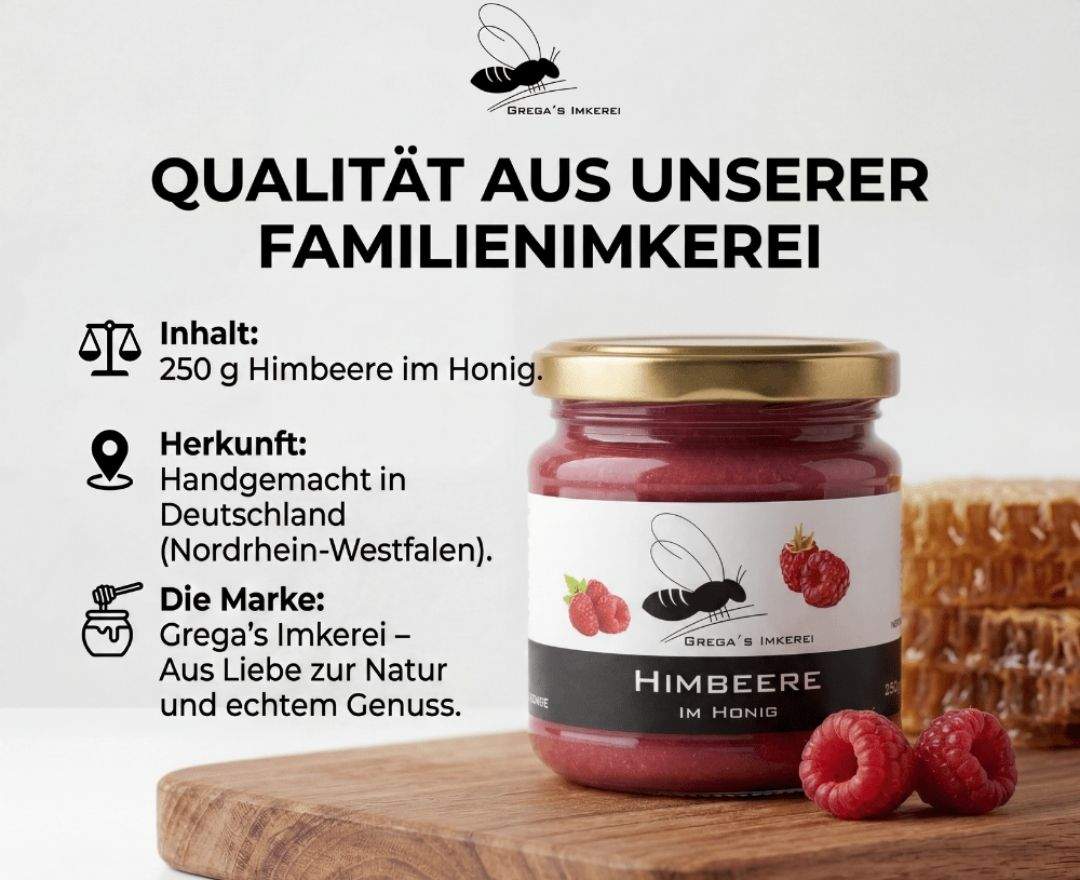 Grega's Imkerei - Himbeere im Honig 250g