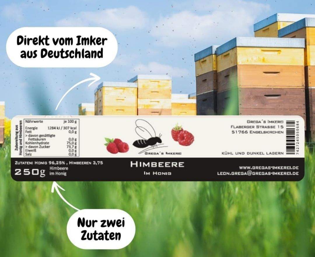 Grega's Imkerei - Himbeere im Honig 250g