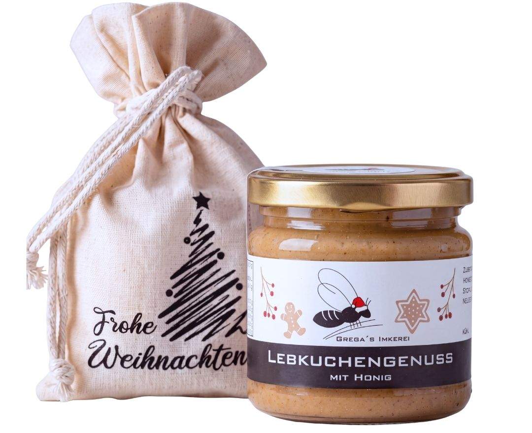 Grega's Imkerei Lebkuchengenuss mit Honig & Frohe Weihnachten Säckchen