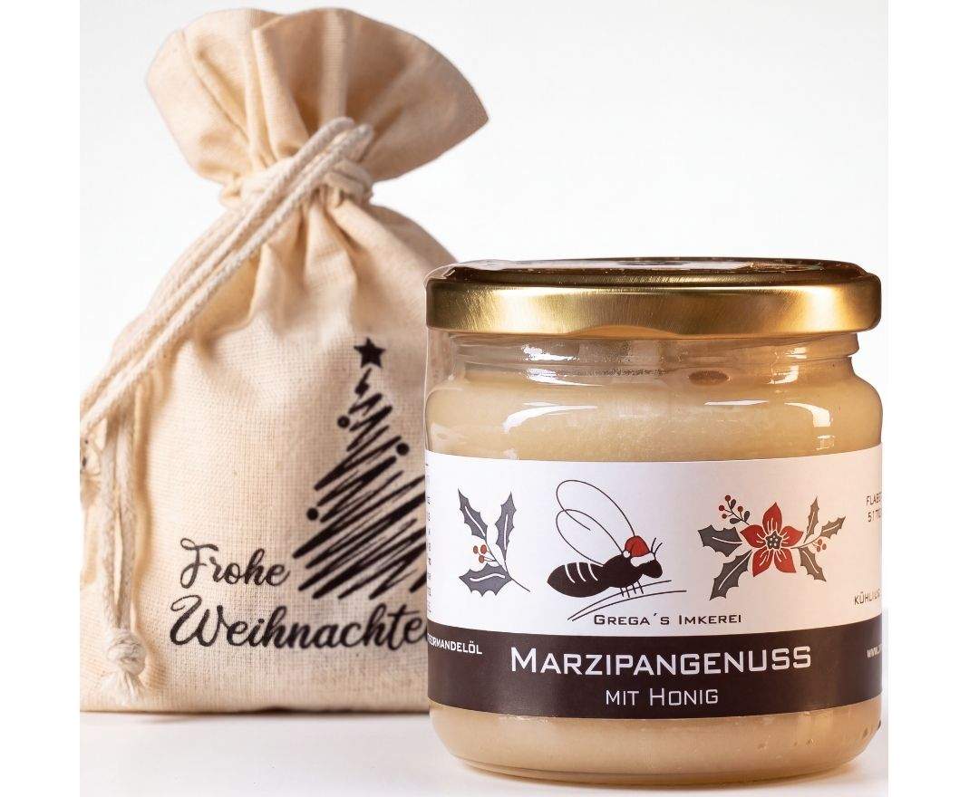 Grega's Imkerei Marzipangenuss mit Honig & Frohe Weihnachten Säckchen