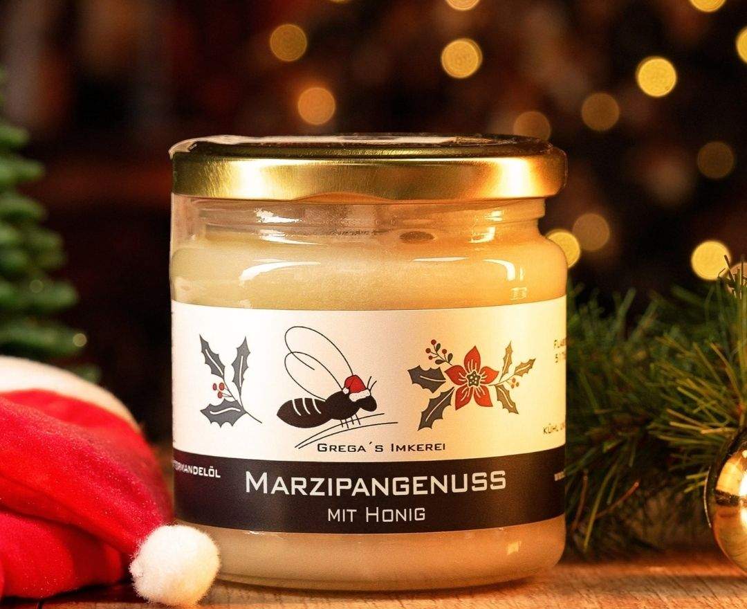 Grega's Imkerei - Marzipangenuss mit Honig & Frohe Weihnachten Säckchen