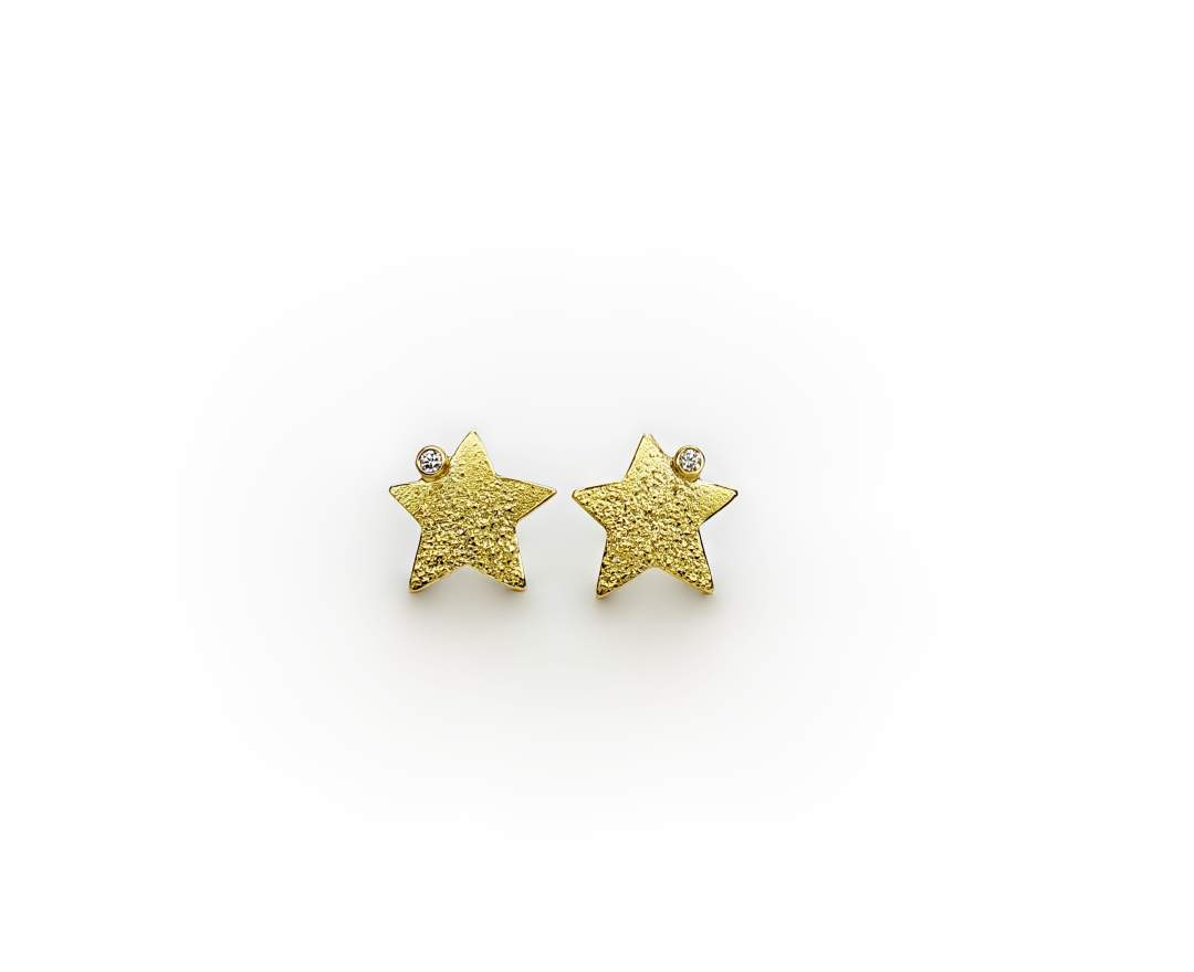 echt-es Sternenstaub Ohrstecker Stern, 750-Gold mit Brillant