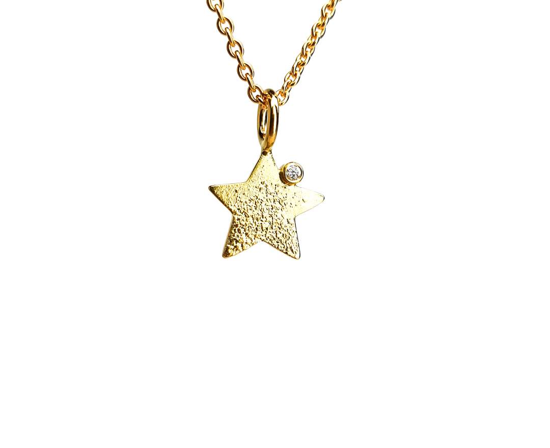 echt-es Sternenstaub Anhänger, Stern, Gold mit Brillant