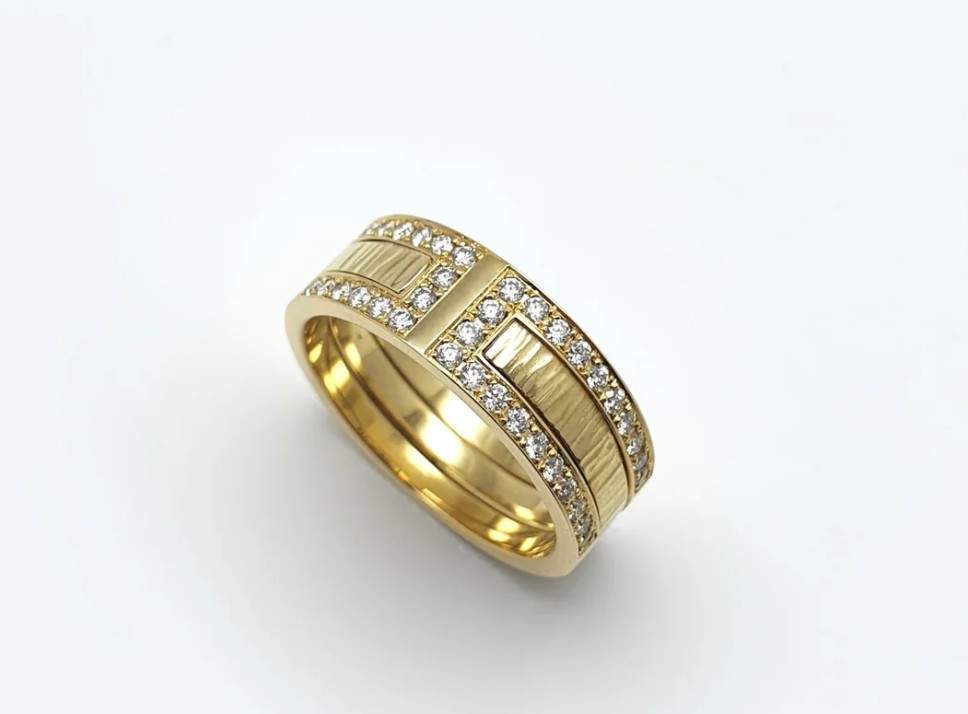 echt-es - UNIT Ring, 6,5 mm, Brillanten (eckiger Besatz)