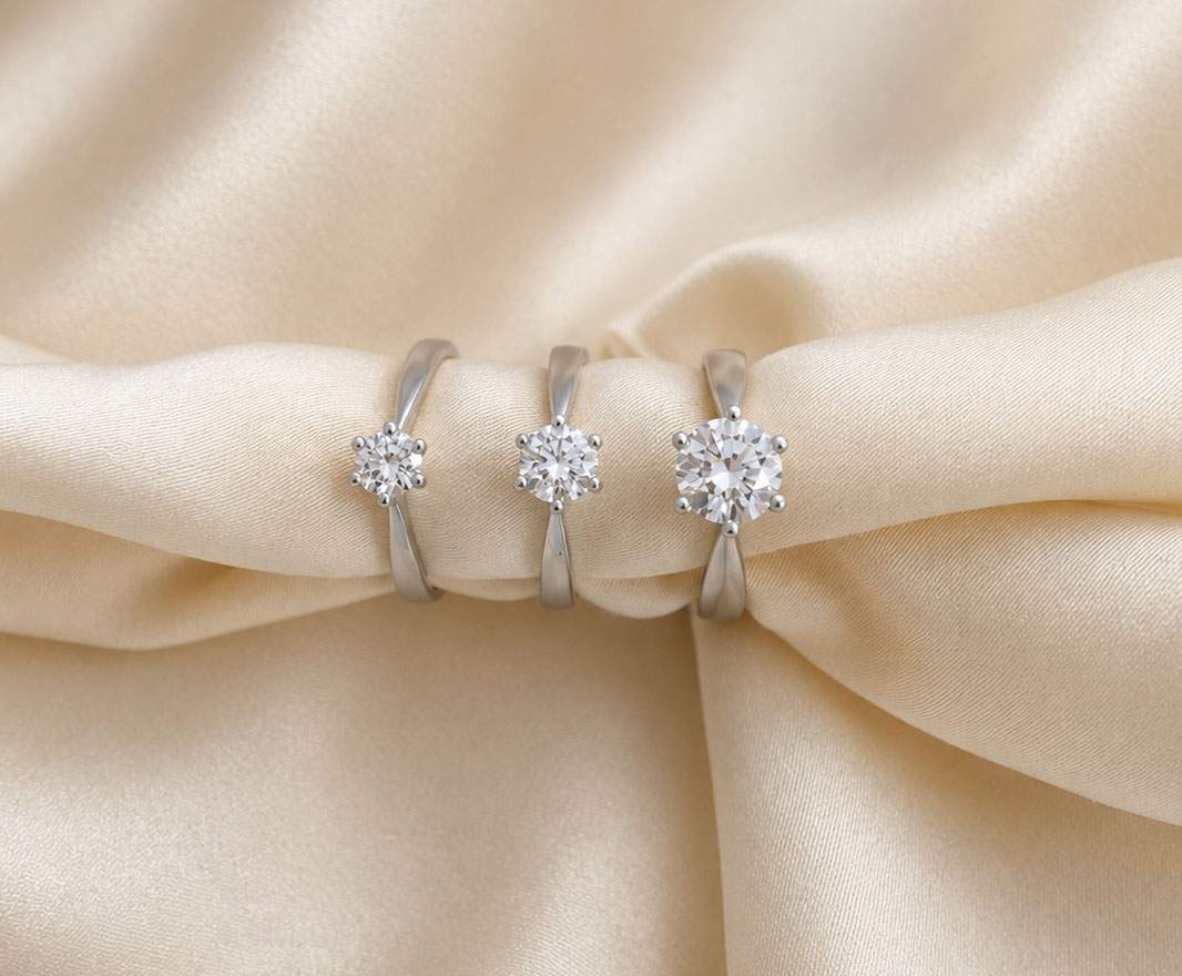 Goldschmiedeatelier Fütterer - Verlobungsring Iris mit Brillant - handgefertigter Solitärring