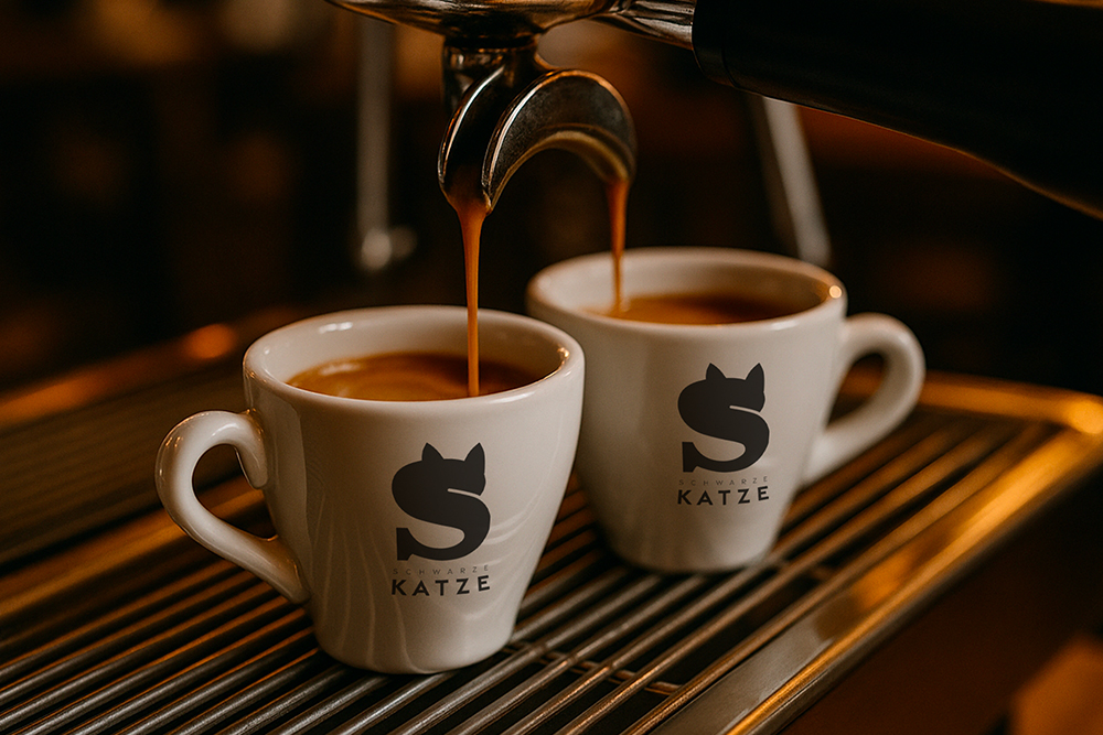 Zwei Tassen werden mit Kaffee befüllt