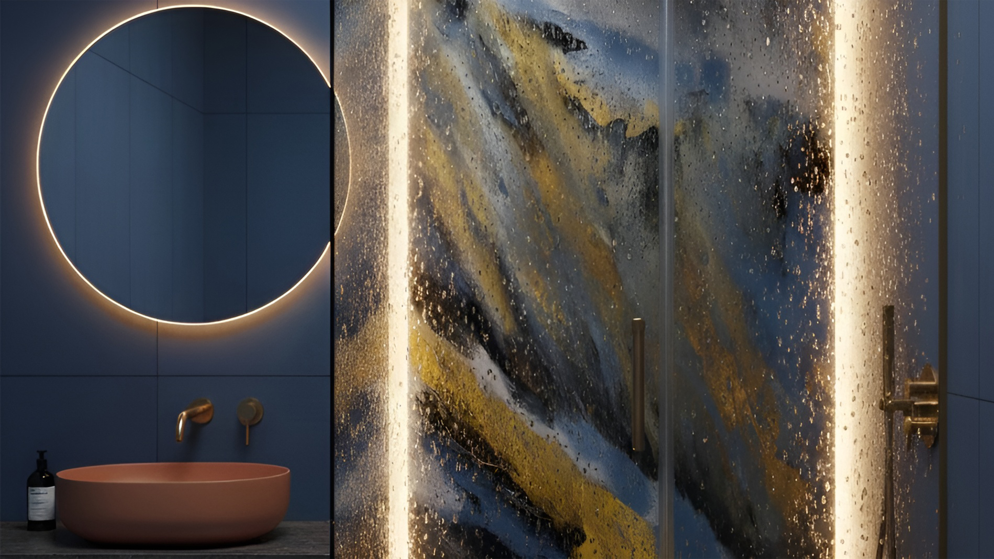 Bad mit bemalter Wand