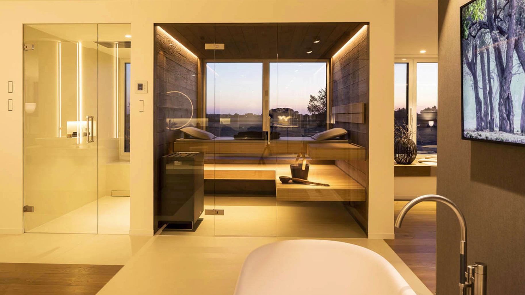 Designsauna Glas Mondsee Corso