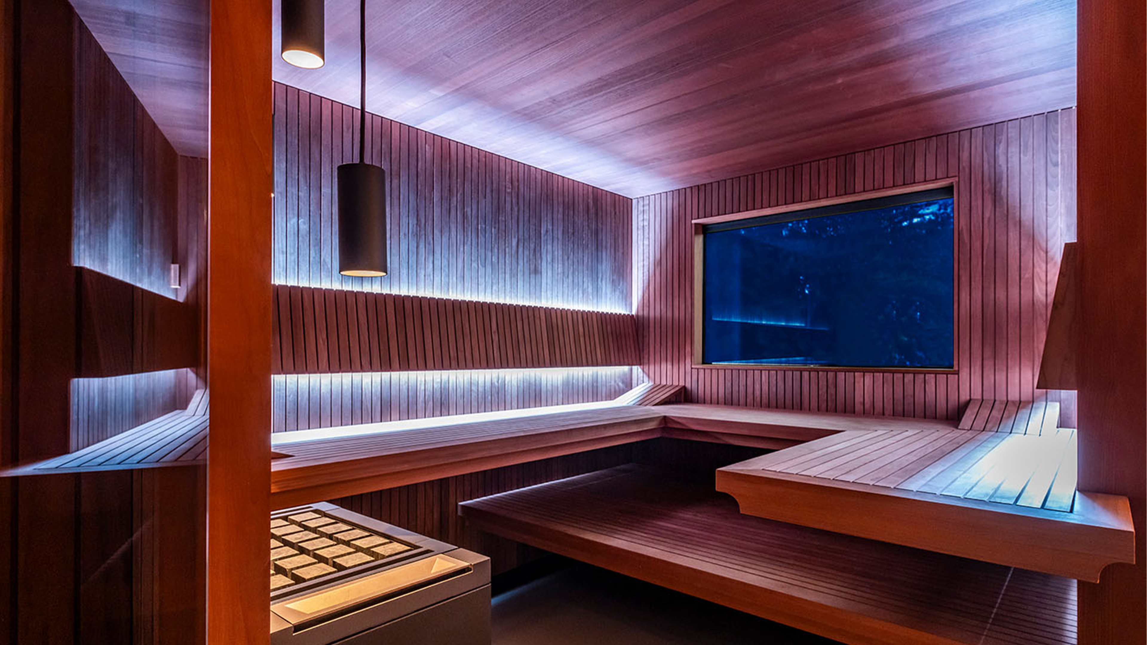 Sauna Glasecke St&auml;bchenoptik