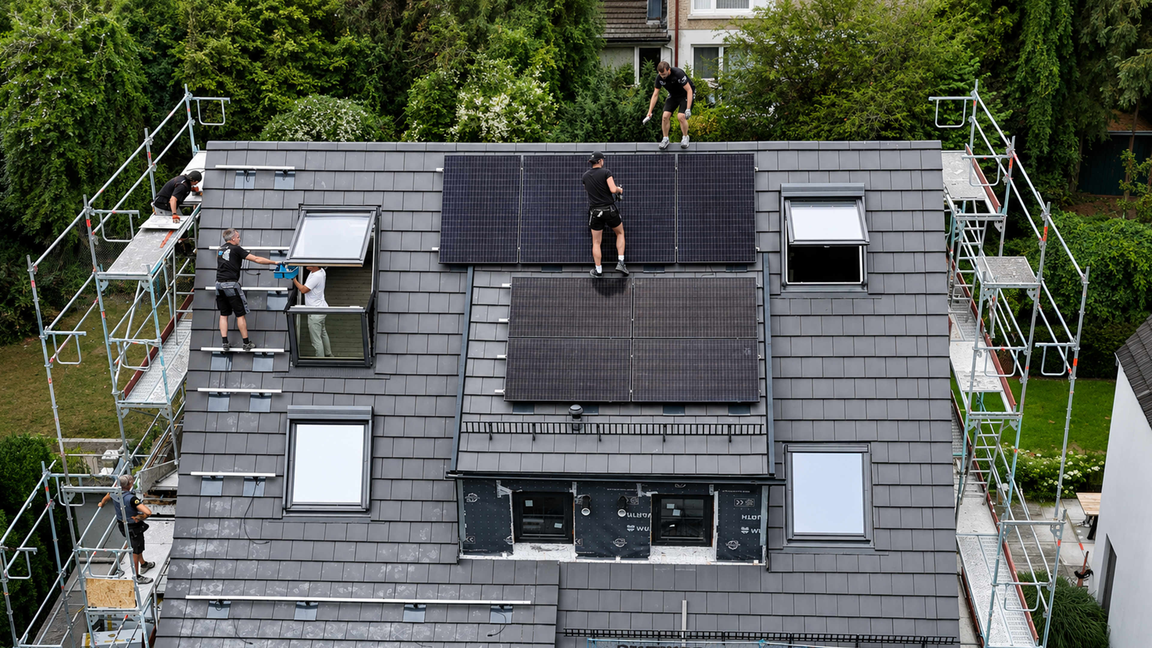 Dach mit einer PV Anlage von Greenox