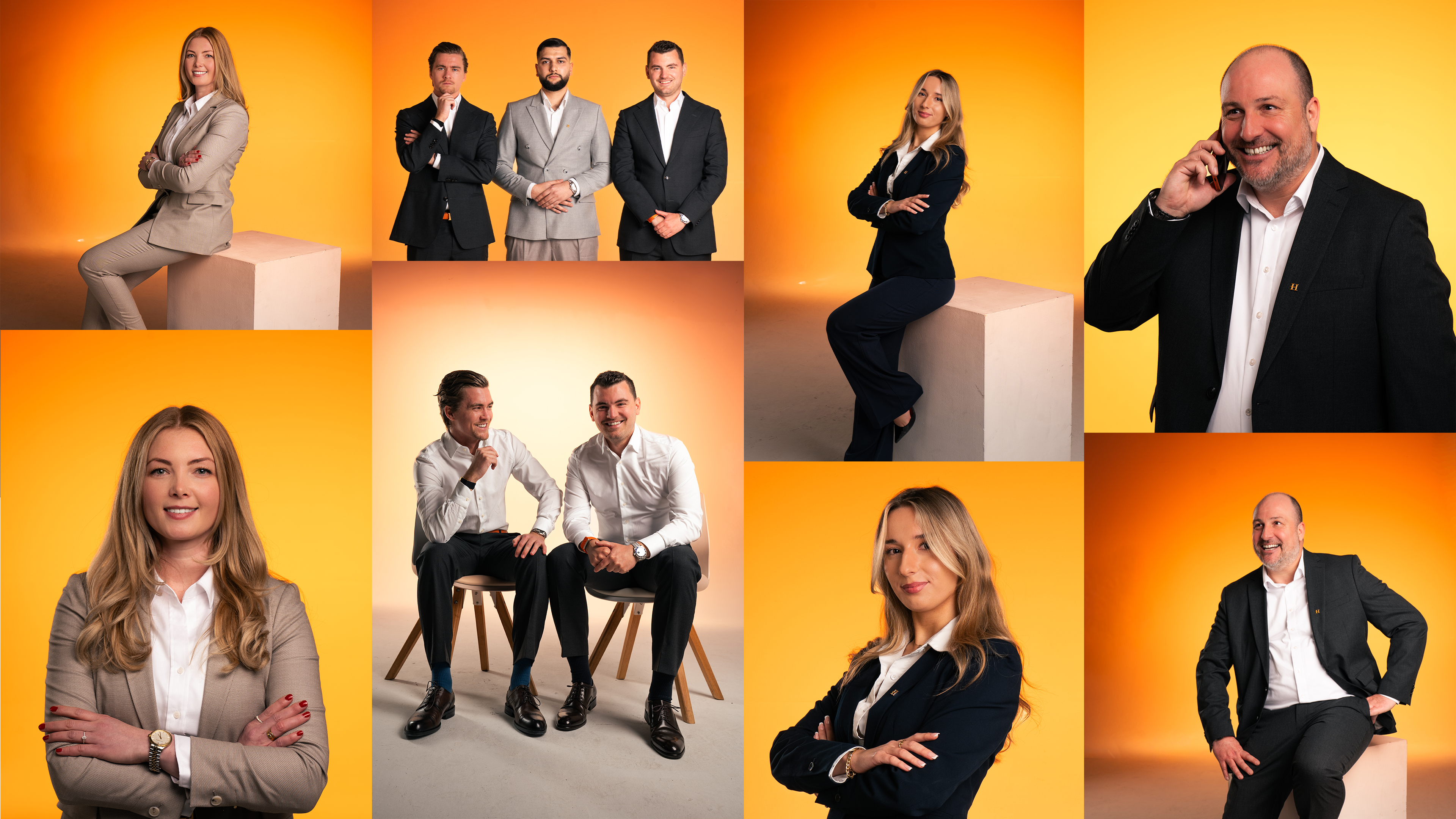 HAUBNER GROUP Team in moderner Portrait-Collage – Immobilienvermarktung und Maklerstrategie in Bremen.